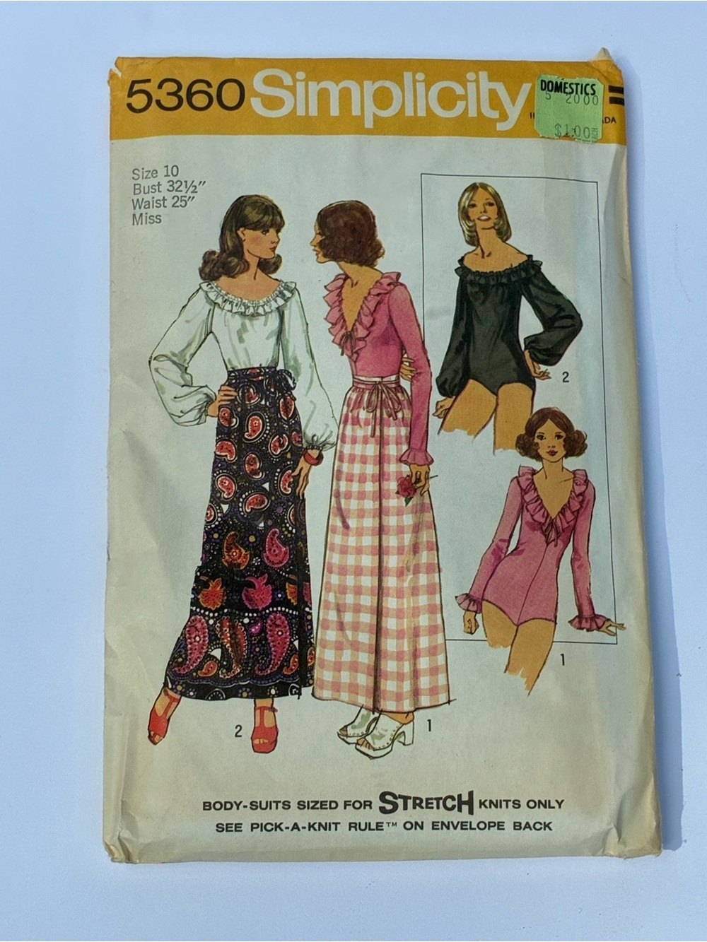 Vintage 1972 Simplicity 5360 Uncut Bodysuit Maxi Skirt Sewing Pattern